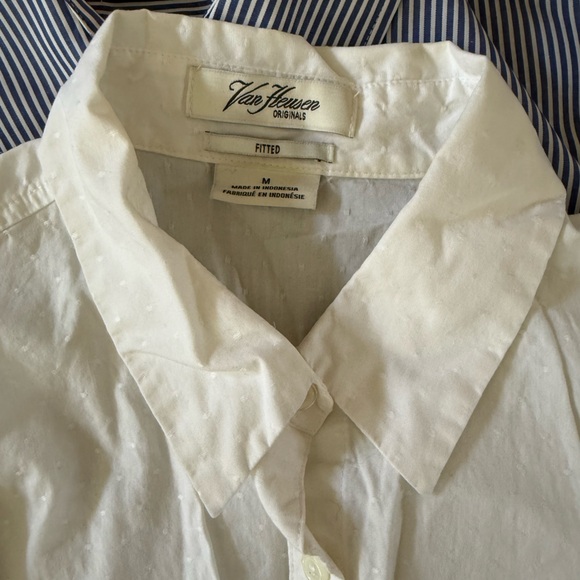 3 White and Blue Patterned Dress Shirt - Women’s Size Medium - Picture 8 of 10